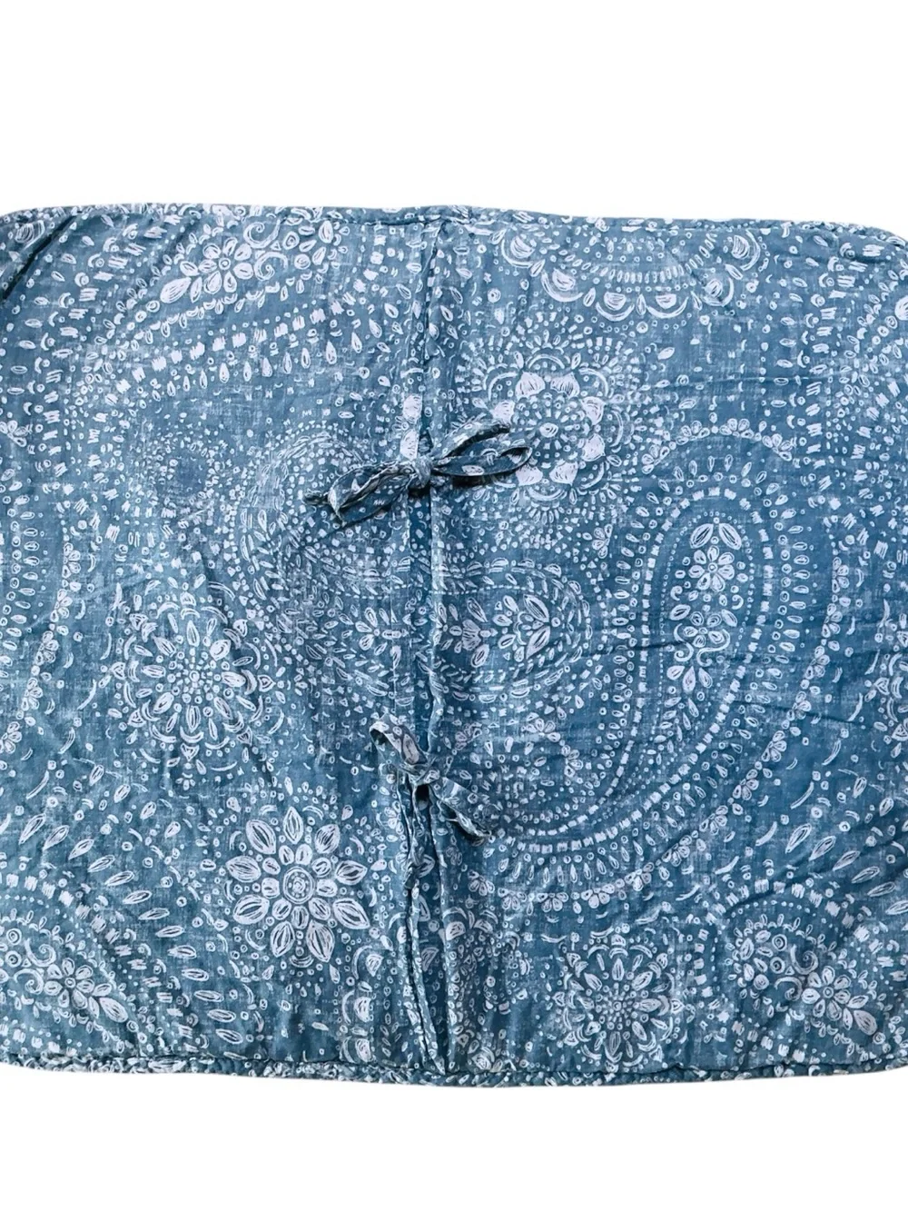 PAIR of Rachel Ashwell Shabby Chic Quilted Pillow Shams Blue On White Paisley